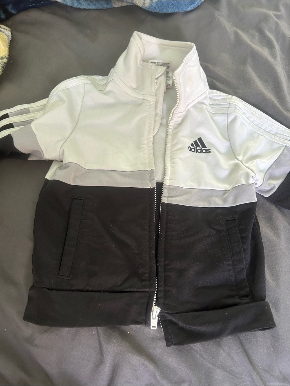 Adidas White, Gray and Black Colorblock Track Jacket size 12 months